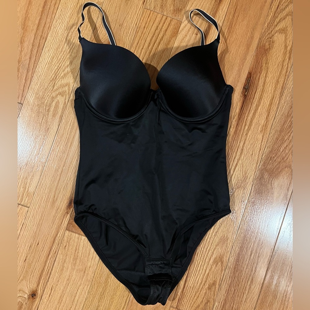 Flexees Black Shapewear Bodysuit size 34C with underwire